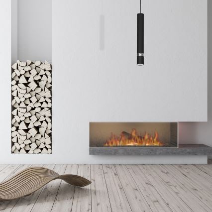 Luster na sajli JOKER 1xGU10/25W/230V crni/sjajni hrom