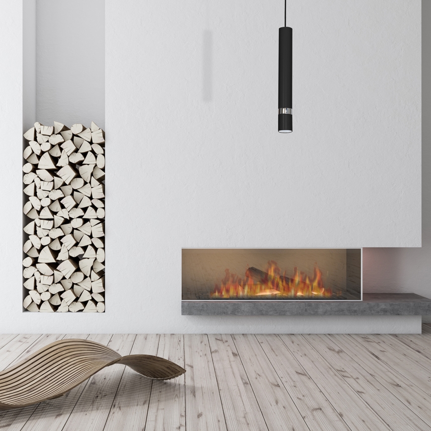 Luster na sajli JOKER 1xGU10/25W/230V crni/sjajni hrom