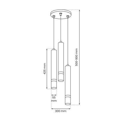 Luster na sajli JOKER 3xGU10/8W/230V bela/zlatna