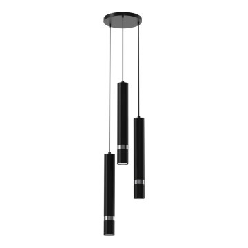 Luster na sajli JOKER 3xGU10/8W/230V crno/sjajni krom