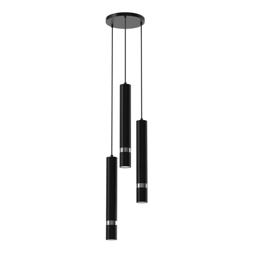 Luster na sajli JOKER 3xGU10/8W/230V crno/sjajni krom