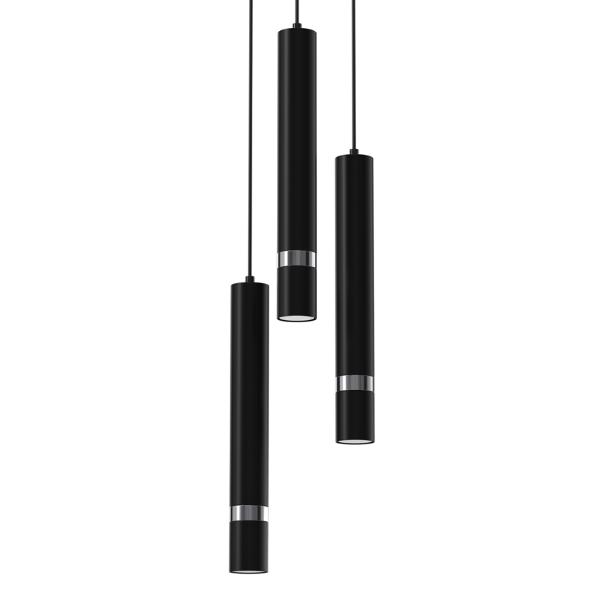 Luster na sajli JOKER 3xGU10/8W/230V crno/sjajni krom