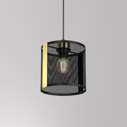 Luster na sajli KAGA 1xE27/60W/230V crno/zlatna