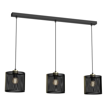 Luster na sajli KAGA 3xE27/60W/230V crno/zlatna