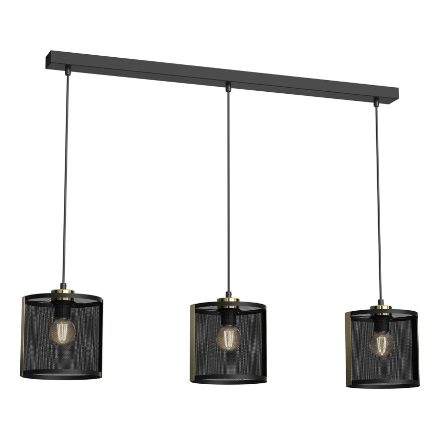 Luster na sajli KAGA 3xE27/60W/230V crno/zlatna