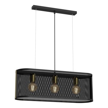 Luster na sajli KAGA 3xE27/60W/230V crno/zlatna