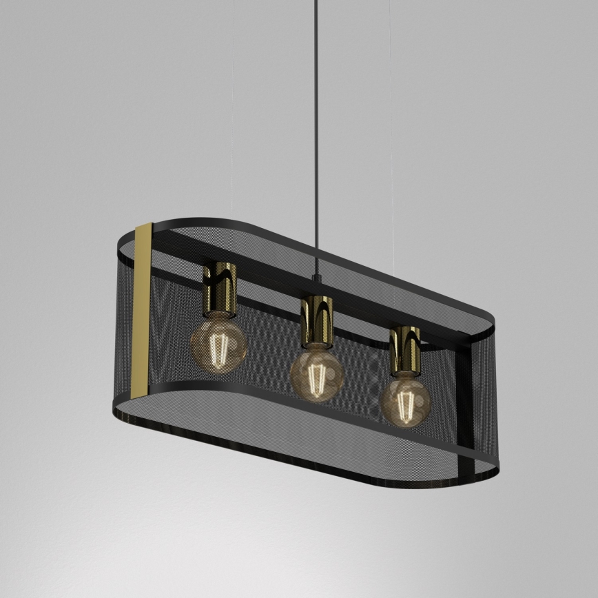 Luster na sajli KAGA 3xE27/60W/230V crno/zlatna