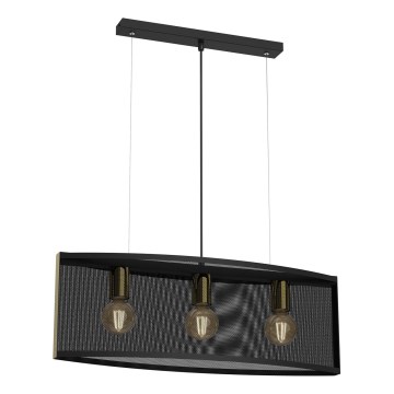 Luster na sajli KAGA 3xE27/60W/230V crno/zlatna