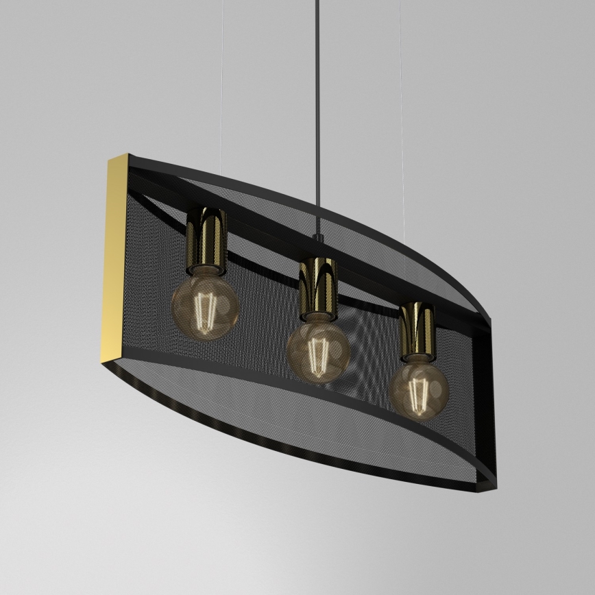 Luster na sajli KAGA 3xE27/60W/230V crno/zlatna