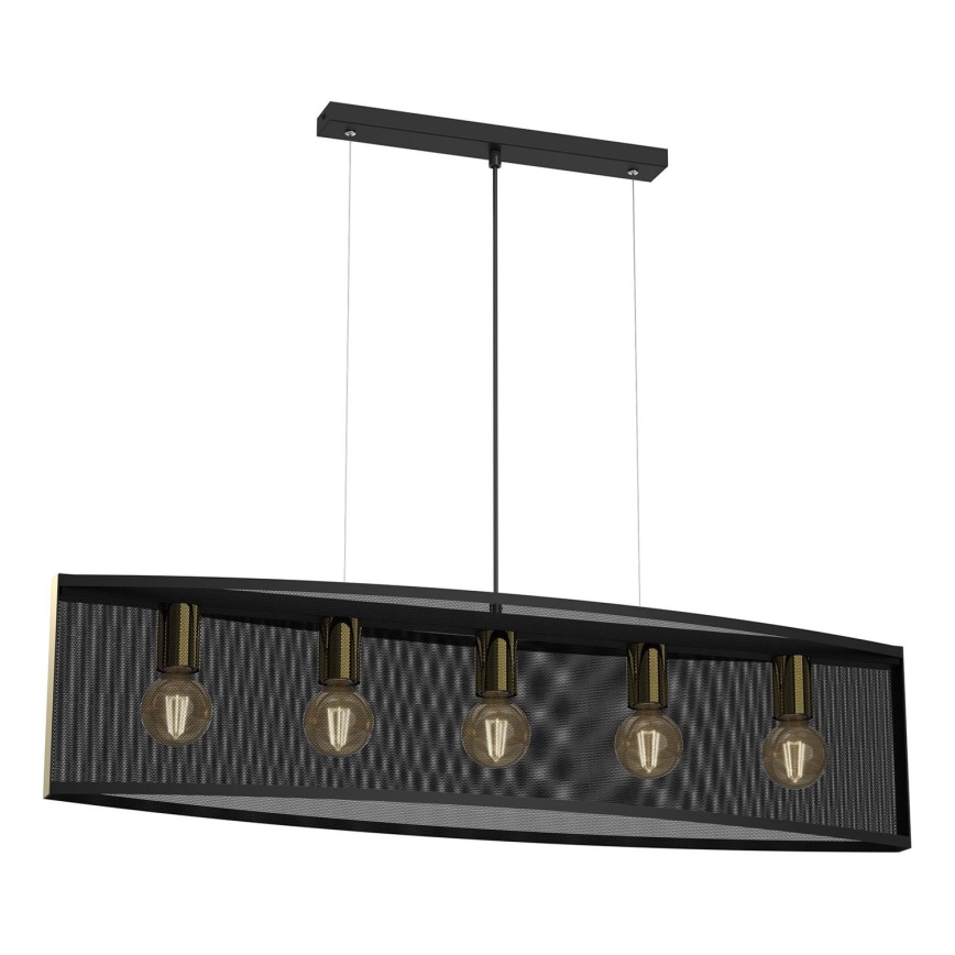 Luster na sajli KAGA 5xE27/60W/230V crno/zlatna