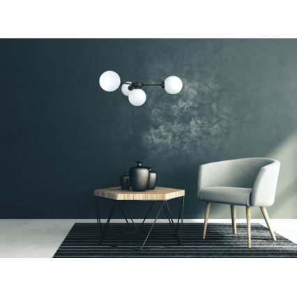 Luster na sajli KALIOPE 4xE14/50W/230V crno/bela