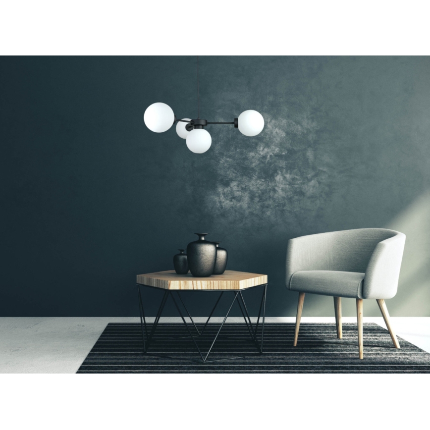 Luster na sajli KALIOPE 4xE14/50W/230V crno/bela