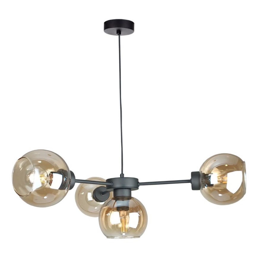 Luster na sajli KALIOPE 4xE27/60W/230V crno/dimno bež