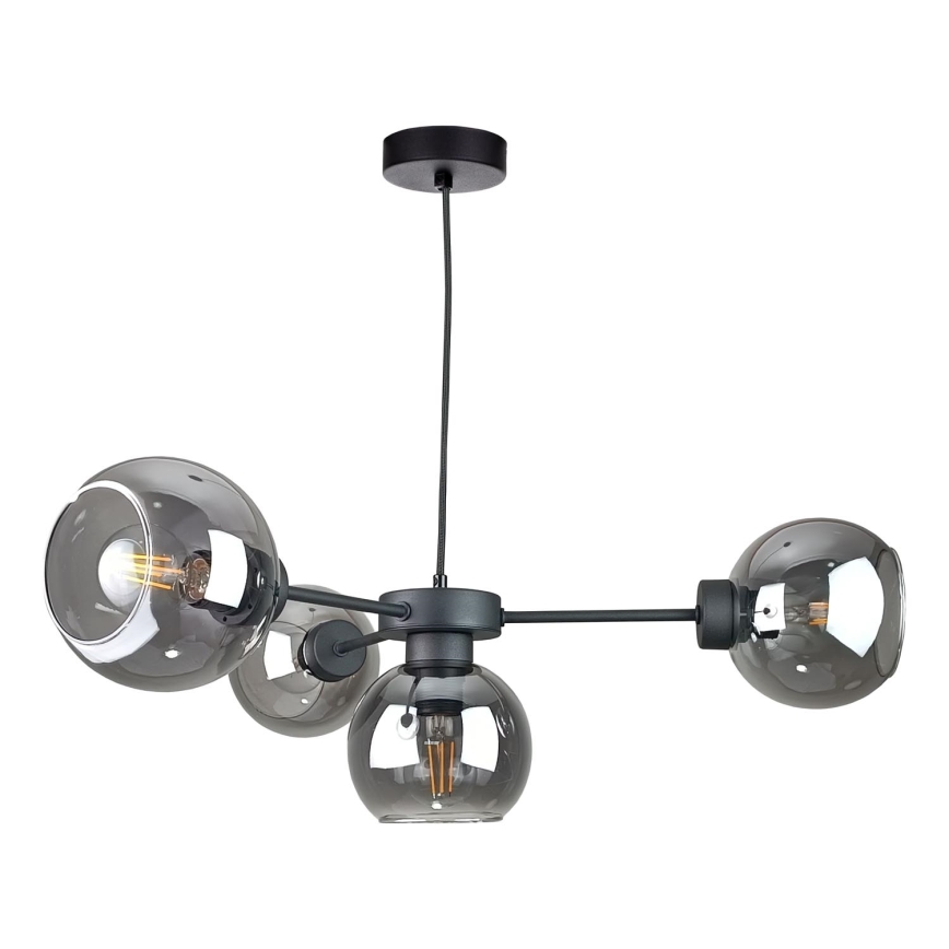 Luster na sajli KALIOPE 4xE27/60W/230V crno/dimno crno
