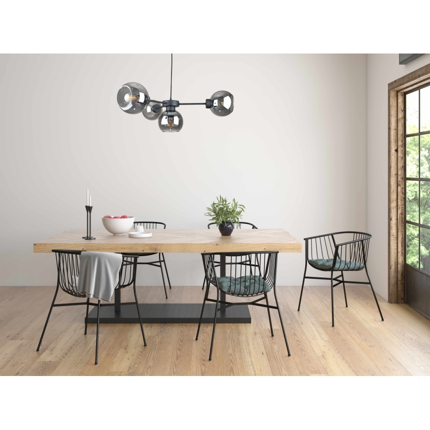 Luster na sajli KALIOPE 4xE27/60W/230V crno/dimno crno
