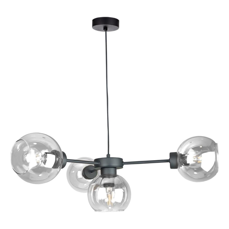 Luster na sajli KALIOPE 4xE27/60W/230V crno/prozirna