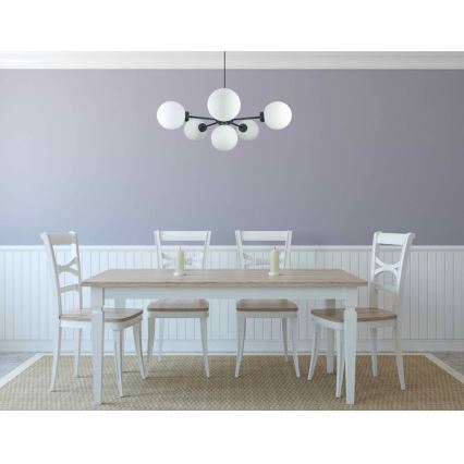 Luster na sajli KALIOPE 6xE14/50W/230V crno/bela