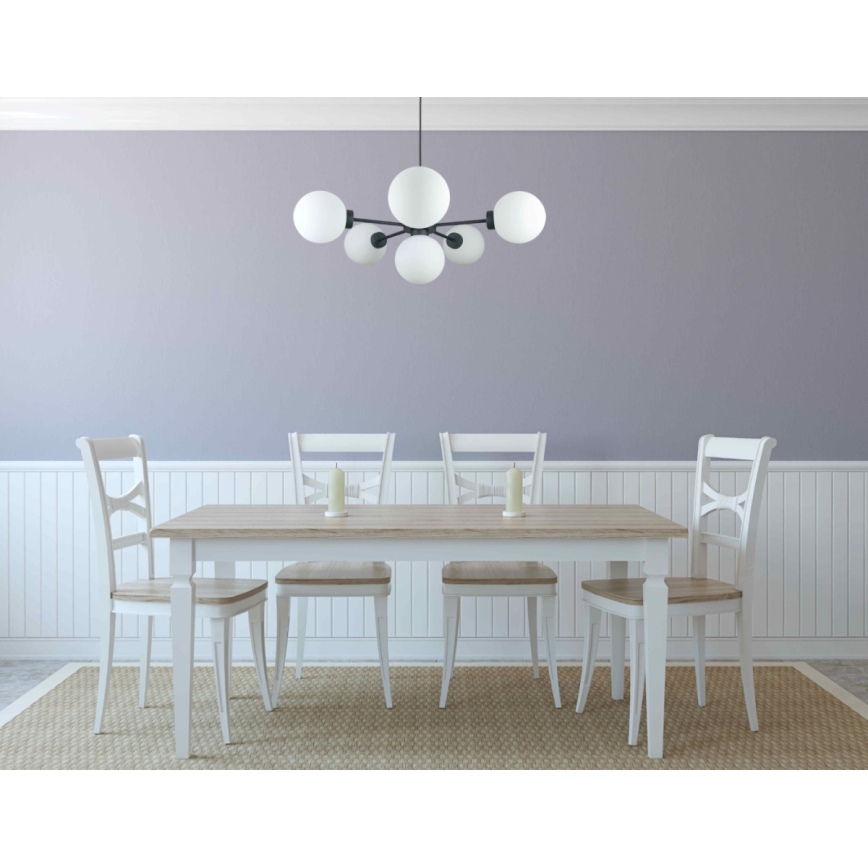 Luster na sajli KALIOPE 6xE14/50W/230V crno/bela