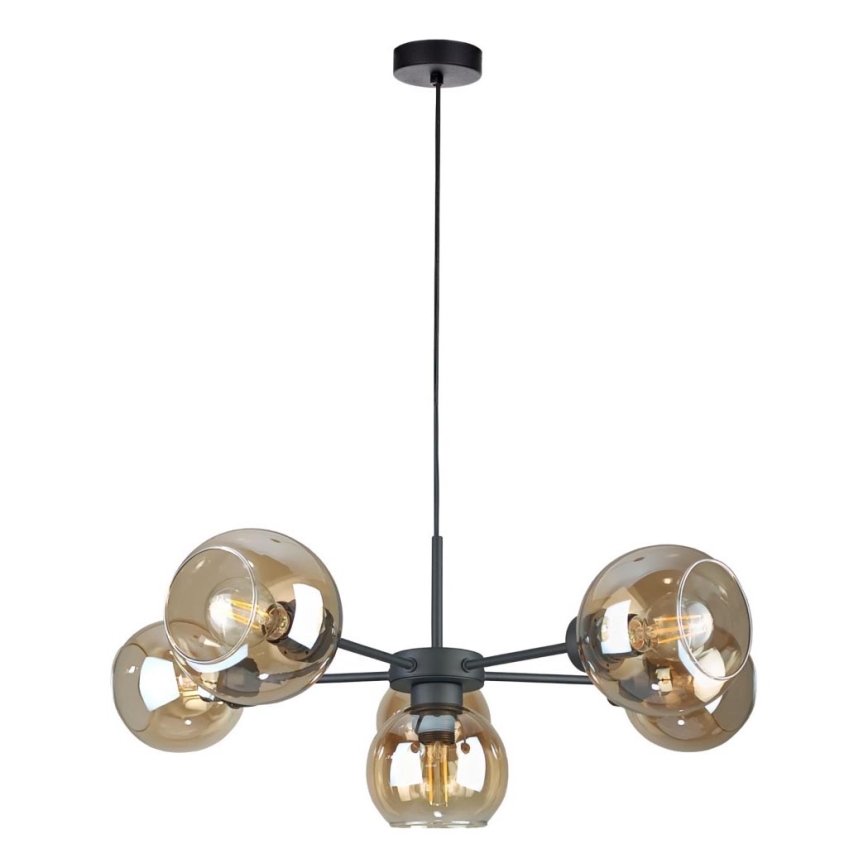 Luster na sajli KALIOPE 6xE27/60W/230V crno/dimno bež