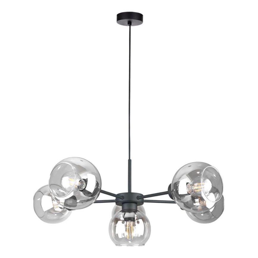 Luster na sajli KALIOPE 6xE27/60W/230V crno/prozirna
