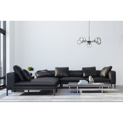 Luster na sajli KALIOPE 6xE27/60W/230V crno/prozirna