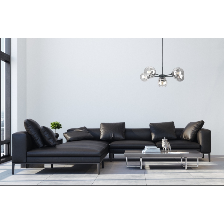 Luster na sajli KALIOPE 6xE27/60W/230V crno/prozirna