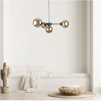 Luster na sajli KALIOPE II 4xE14/50W/230V crno/dimno bež