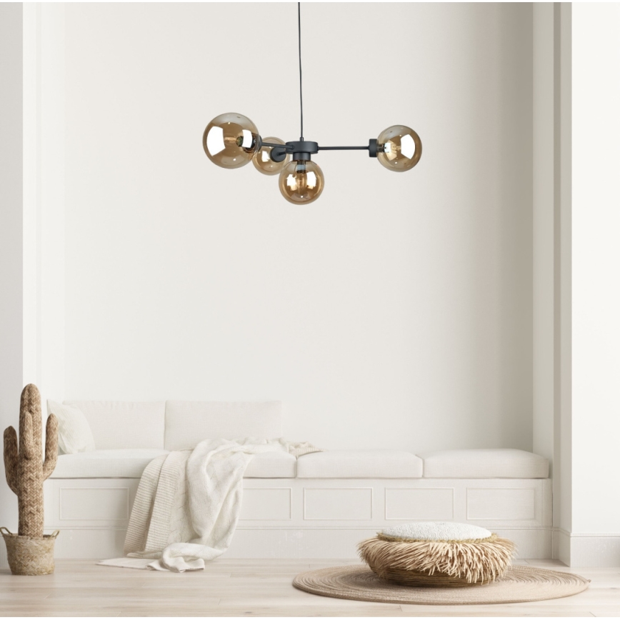 Luster na sajli KALIOPE II 4xE14/50W/230V crno/dimno bež