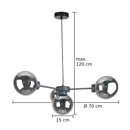Luster na sajli KALIOPE II 4xE14/50W/230V crno/dimno crno