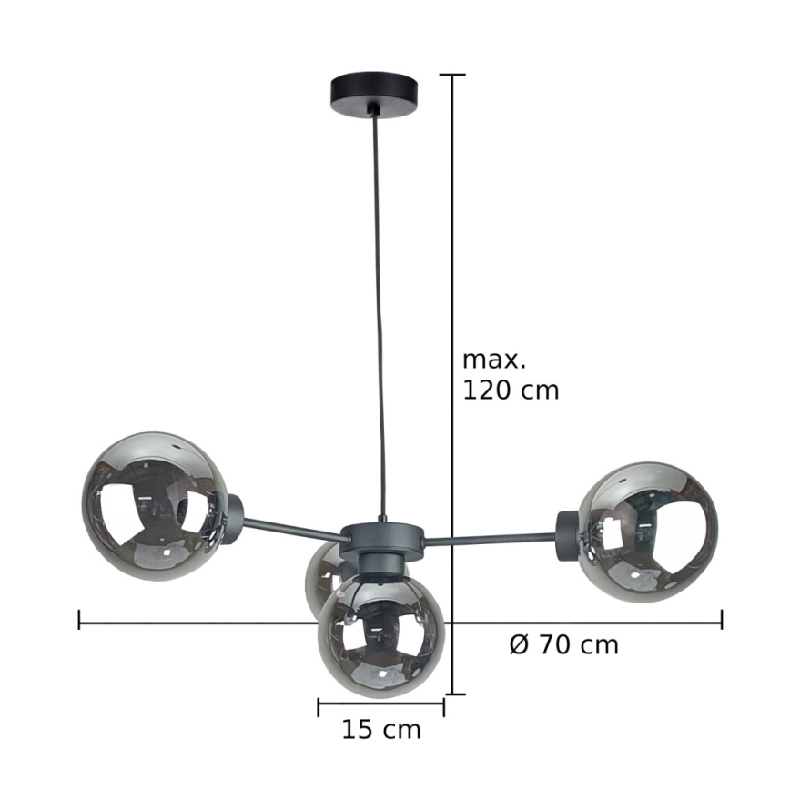 Luster na sajli KALIOPE II 4xE14/50W/230V crno/dimno crno