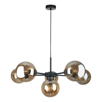 Luster na sajli KALIOPE II 6xE14/50W/230V crno/dimno bež