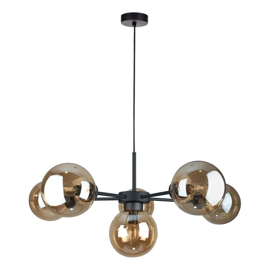 Luster na sajli KALIOPE II 6xE14/50W/230V crno/dimno bež