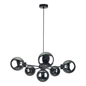 Luster na sajli KALIOPE II 6xE14/50W/230V crno/dimno crno