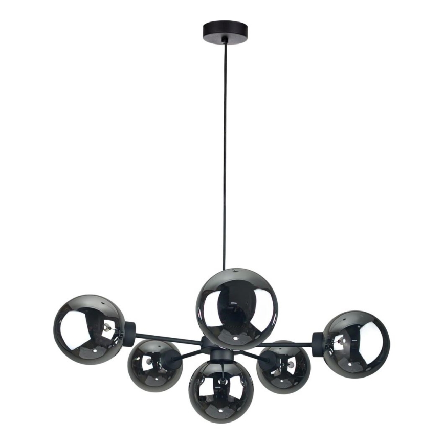 Luster na sajli KALIOPE II 6xE14/50W/230V crno/dimno crno