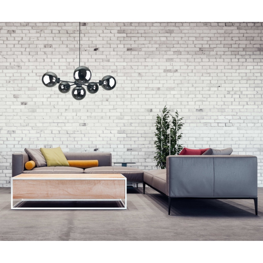 Luster na sajli KALIOPE II 6xE14/50W/230V crno/dimno crno