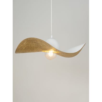Luster na sajli KAPELLO 1xE27/60W/230V pr. 55 cm bela/zlatna
