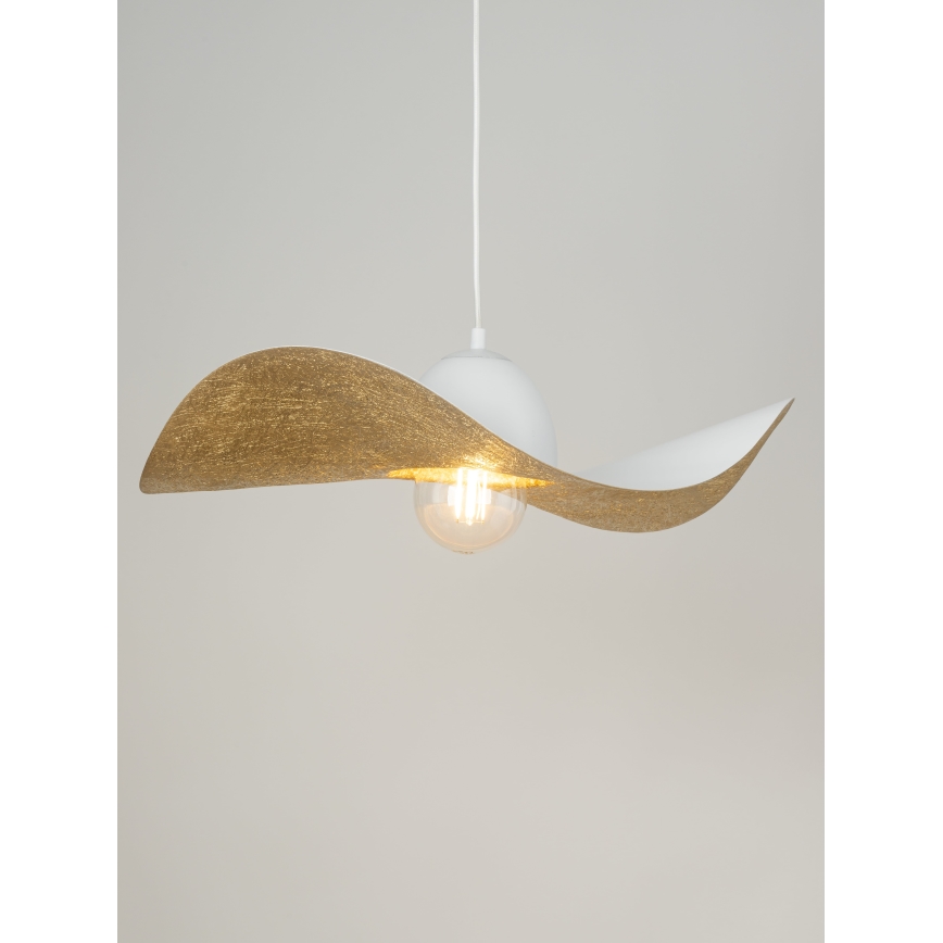 Luster na sajli KAPELLO 1xE27/60W/230V pr. 55 cm bela/zlatna
