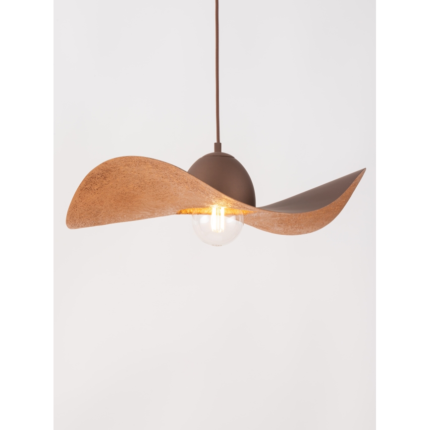 Luster na sajli KAPELLO 1xE27/60W/230V pr. 55 cm braon/bakrena