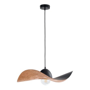 Luster na sajli KAPELLO 1xE27/60W/230V pr. 55 cm crno/bakrena