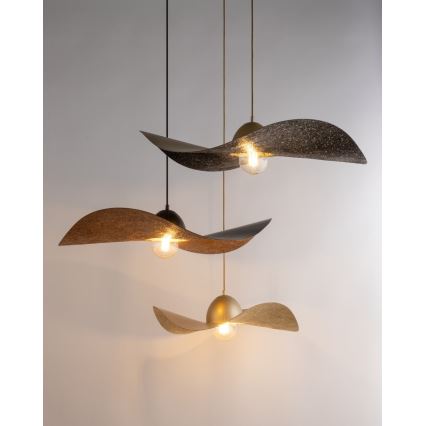 Luster na sajli KAPELLO 1xE27/60W/230V pr. 55 cm crno/bakrena