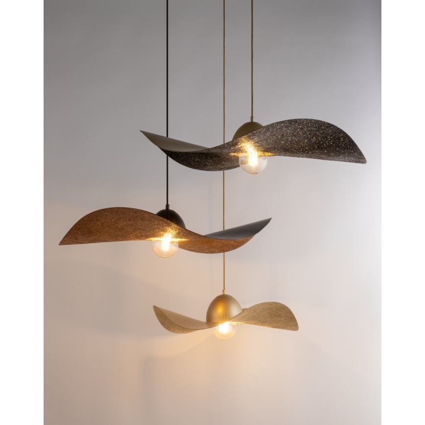 Luster na sajli KAPELLO 1xE27/60W/230V pr. 55 cm crno/bakrena