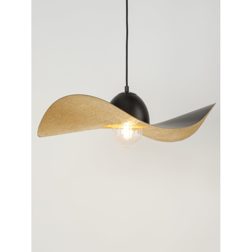 Luster na sajli KAPELLO 1xE27/60W/230V pr. 55 cm crno/zlatna