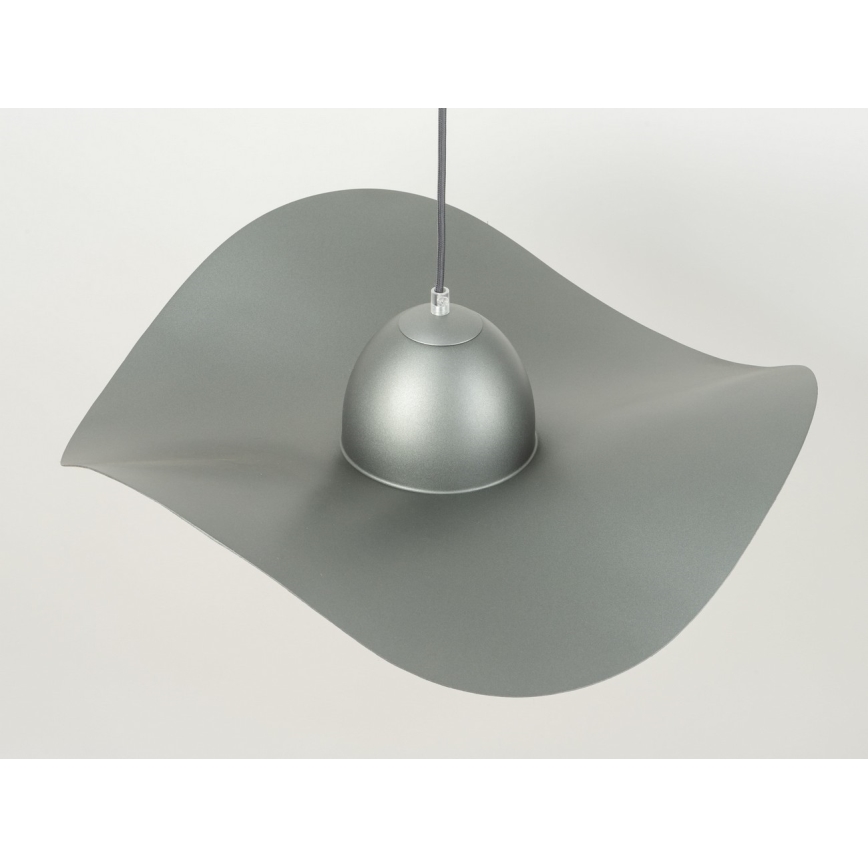 Luster na sajli KAPELLO 1xE27/60W/230V pr. 55 cm sivo/srebrno