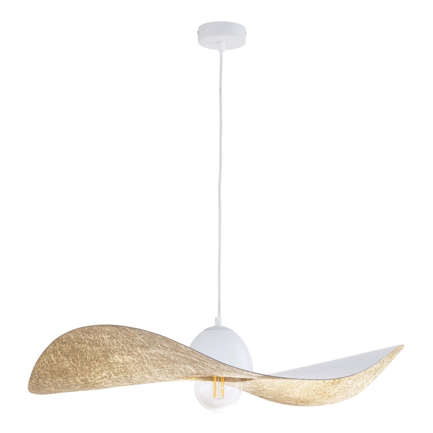 Luster na sajli KAPELLO 1xE27/60W/230V pr. 76 cm bela/zlatna