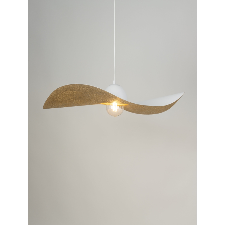 Luster na sajli KAPELLO 1xE27/60W/230V pr. 76 cm bela/zlatna
