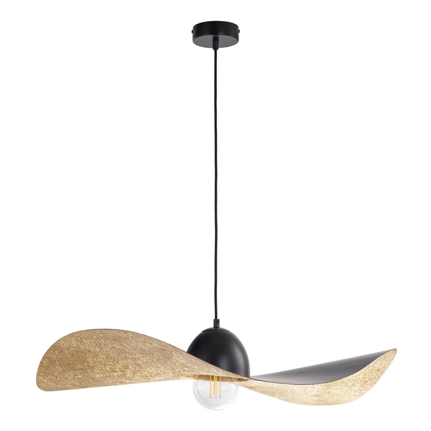 Luster na sajli KAPELLO 1xE27/60W/230V pr. 76 cm crno/zlatna