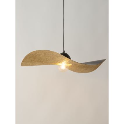 Luster na sajli KAPELLO 1xE27/60W/230V pr. 76 cm crno/zlatna