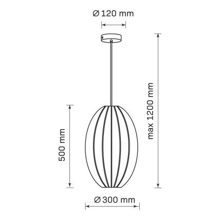 Luster na sajli KAREI 1xE27/20W/230V pr. 30 cm crno