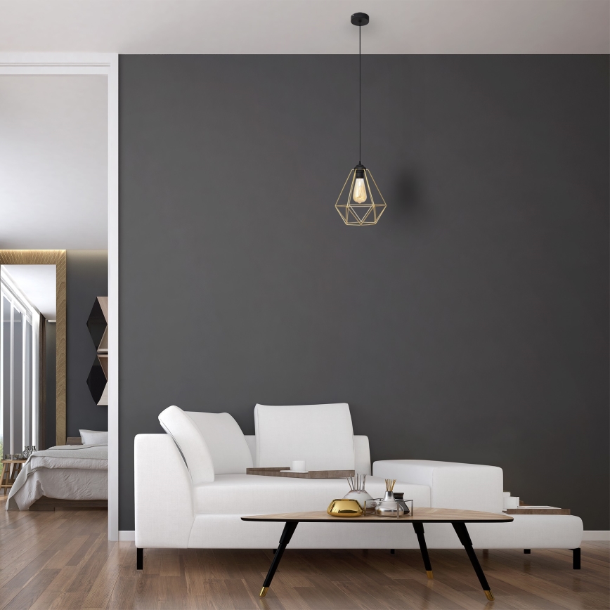 Luster na sajli KARO 1xE27/15W/230V zlatna/crno