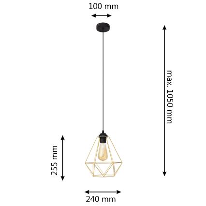 Luster na sajli KARO 1xE27/15W/230V zlatna/crno